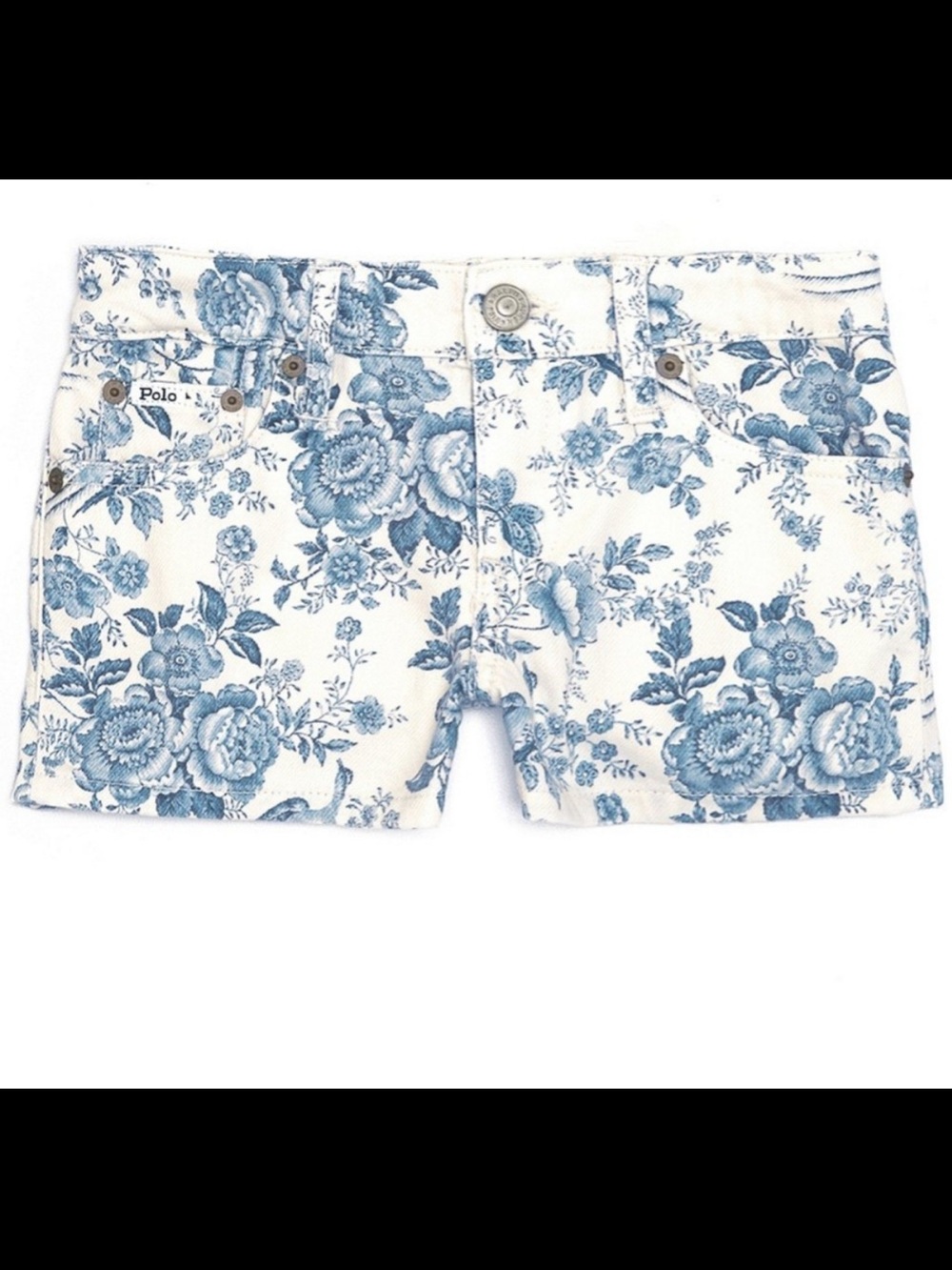 Polo by Ralph Lauren Blue Floral Denim Short Shorts